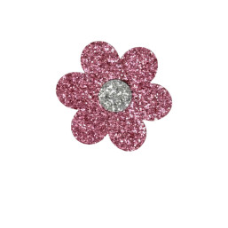 Glitter Flower Clip - Pink